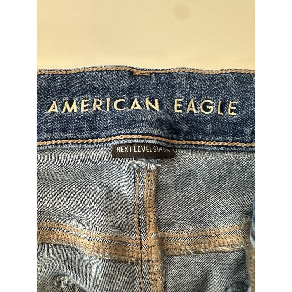 American Eagle Hi-Rise Next Level Flare Jeans Women Size 16 Long Blue Stretch - Picture 3 of 8